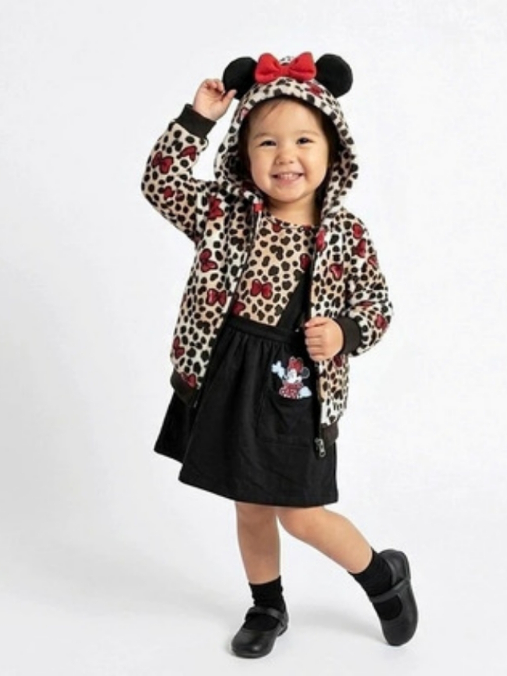 Disney 🎀 Minnie Mouse 🎀 Leopard Pinafore Dress Set With Jacket 🎀 Size 3T